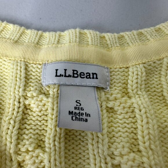 LL Bean Fisherman Cable Knit Sweater Small Yellow - Picture 3 of 8